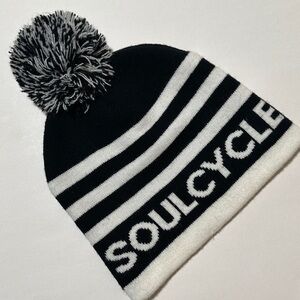 SoulCycle Striped Black and White Beanie